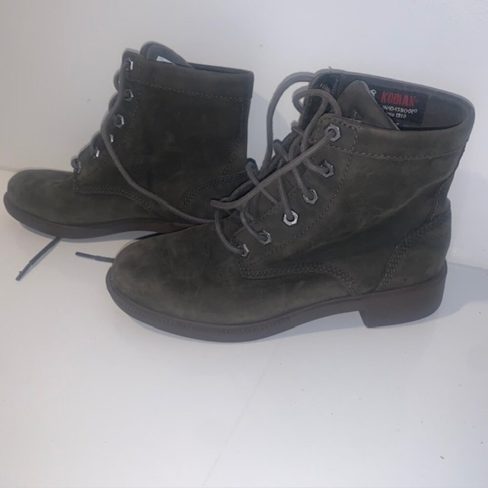 Kodiak All Season Waterproof‎ Olive Green Leather Lace-Up Ankle Boots - Size 6.5 - Picture 3 of 15